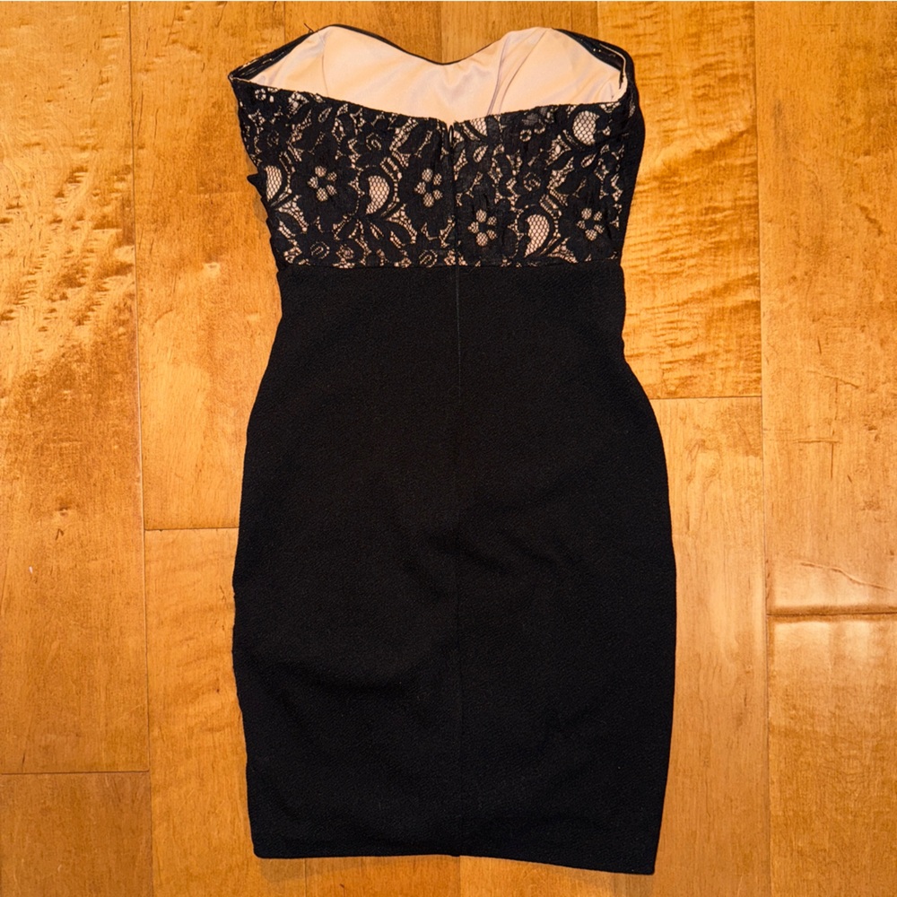 Mystic Los Angeles Black and Cream with Lace Strapless Mini Dress - Picture 4 of 8